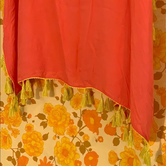 NWT C&T Beach Coral and Yellow Tassel Cover Up - Picture 8 of 8